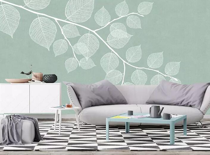 3D White Leaves WG34 Wall Murals Wallpaper AJ Wallpaper 2