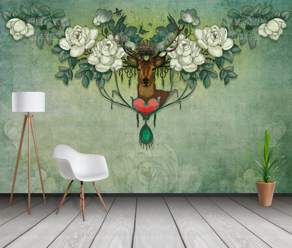 3D Vintage Deer WG331 Wall Murals