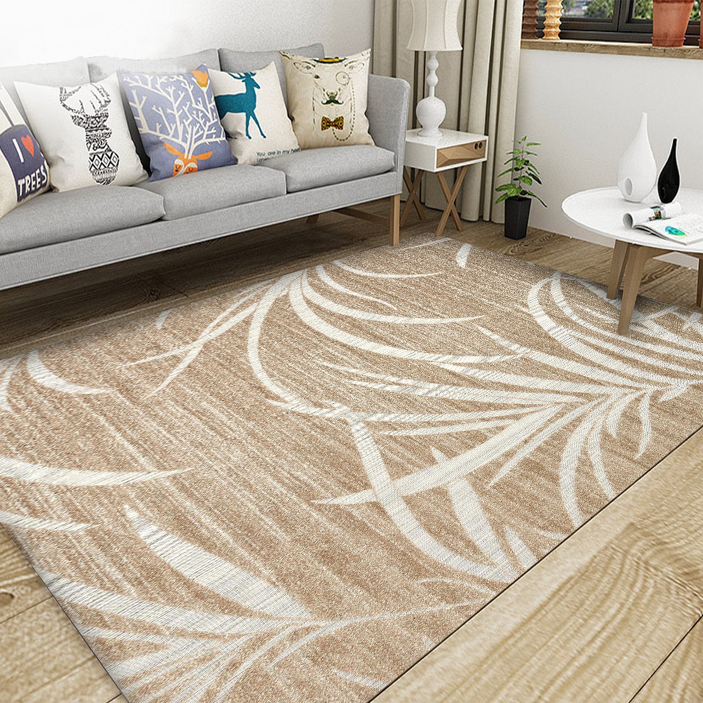 3D White Leaves WG172 Non Slip Rug Mat Mat AJ Creativity Home