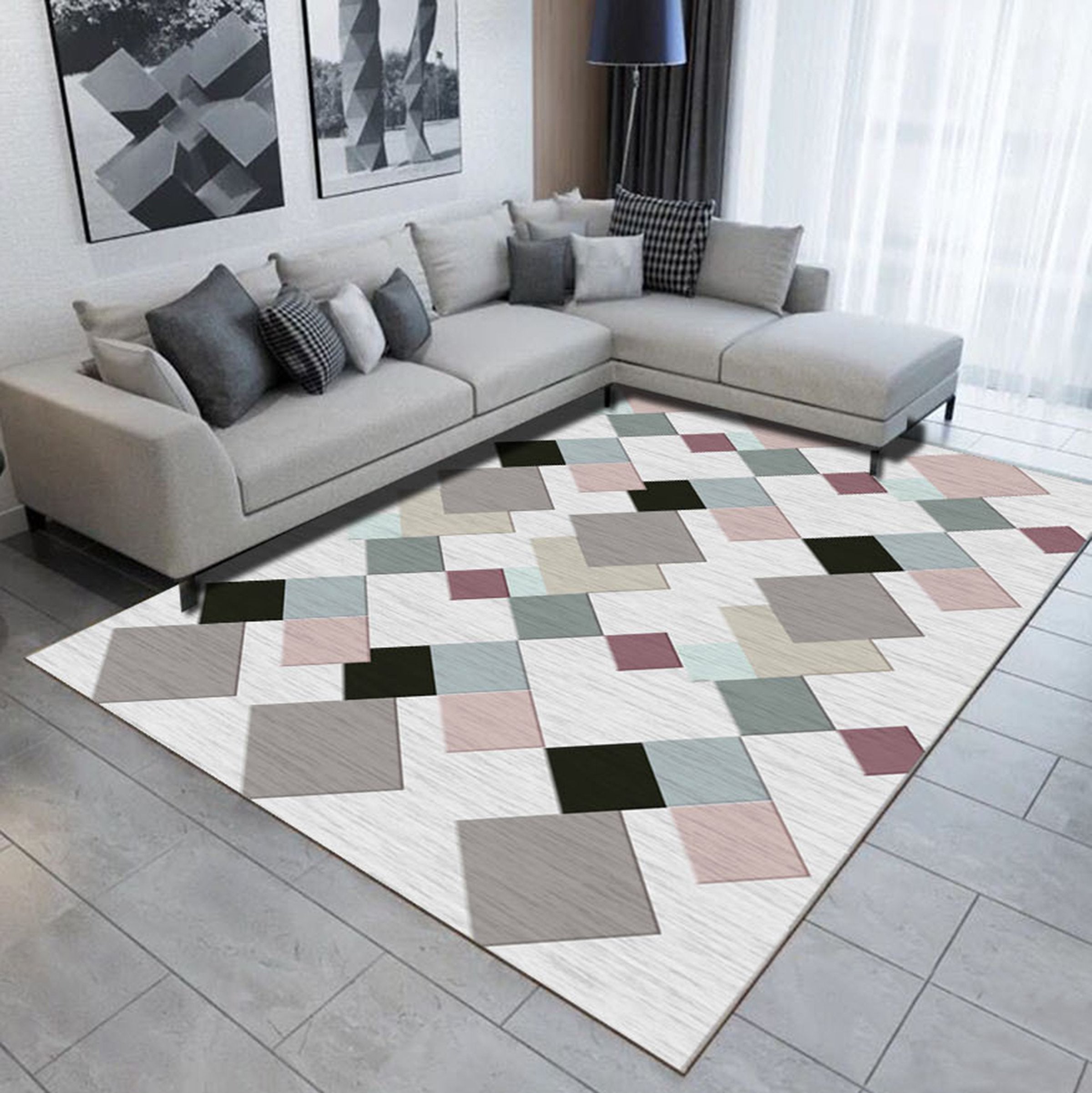 3D Colored Geometric Pattern WG503 Non Slip Rug Mat Mat AJ Creativity Home