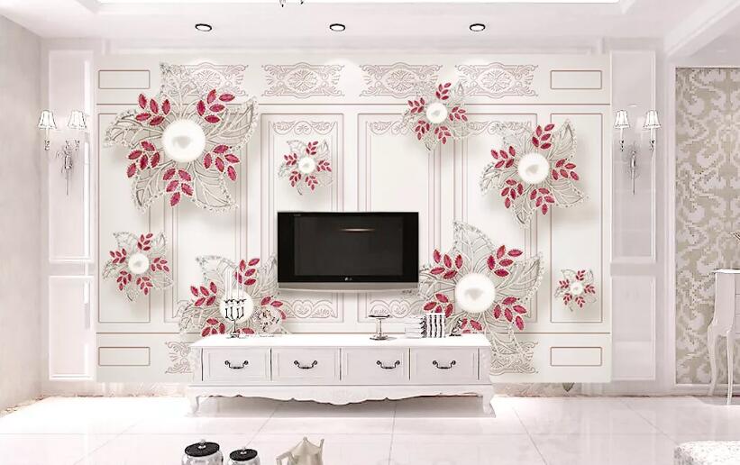 3D Pearl Flower 229 Wall Murals Wallpaper AJ Wallpaper 2