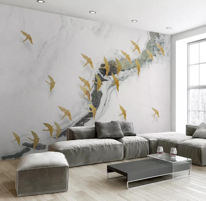 3D Golden Bird 233 Wall Murals Wallpaper AJ Wallpaper 2