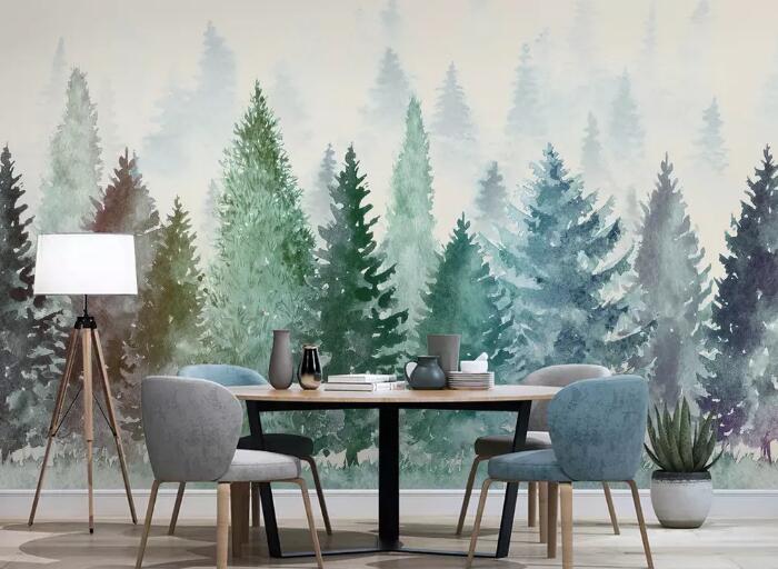 3D Foggy Forest WG51 Wall Murals Wallpaper AJ Wallpaper 2