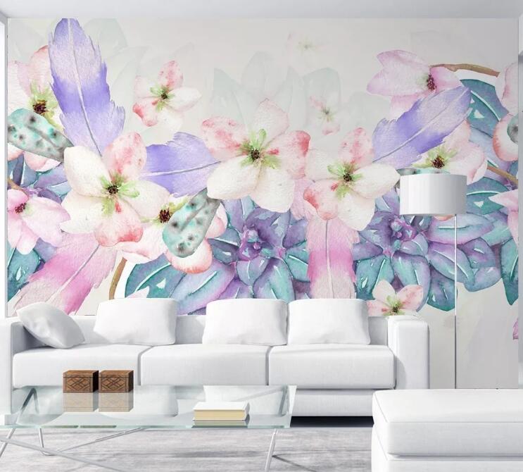 3D Flower Feather WC097 Wall Murals
