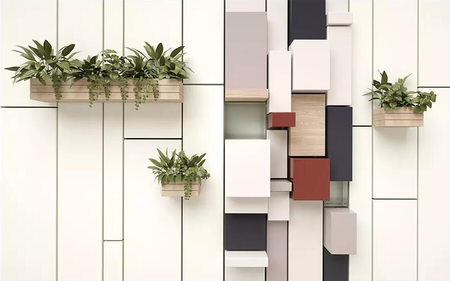 3D Plant Dimensional Box Wall Wallpaper AJ Wallpaper