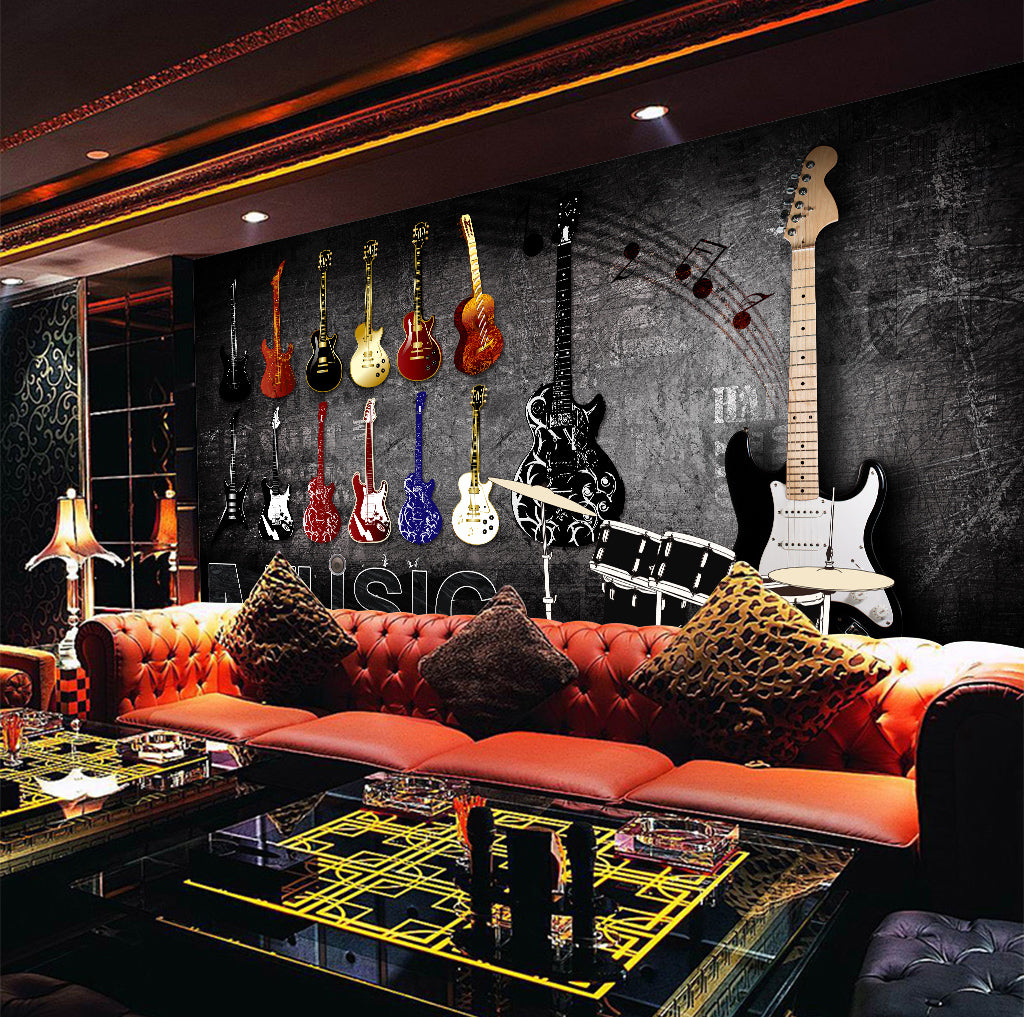 3D Guitar Note WG173 Wall Murals