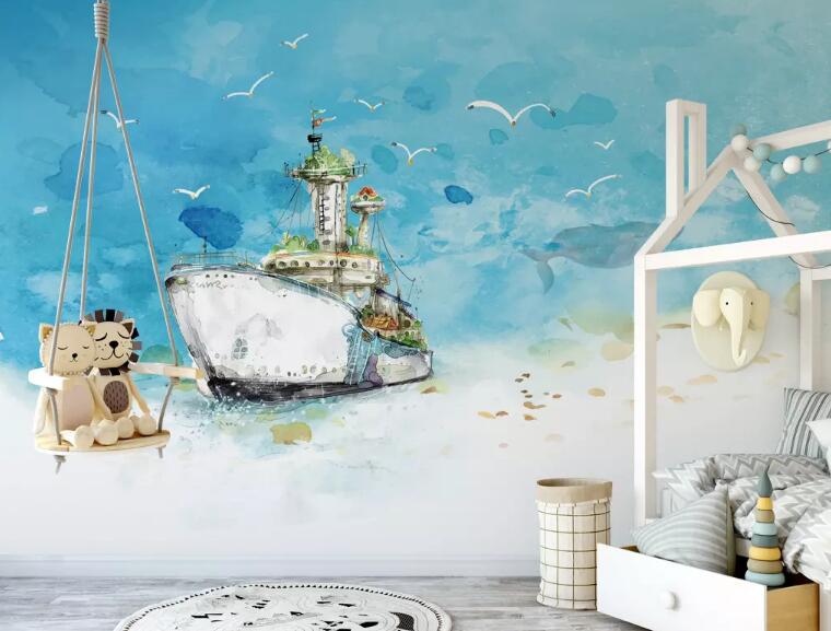 3D Sea Boat 646 Wall Murals Wallpaper AJ Wallpaper 2