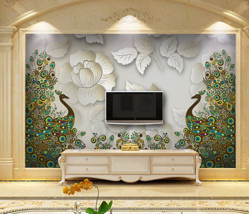 3D Peacock Flower 105 Wall Murals Wallpaper AJ Wallpaper 2