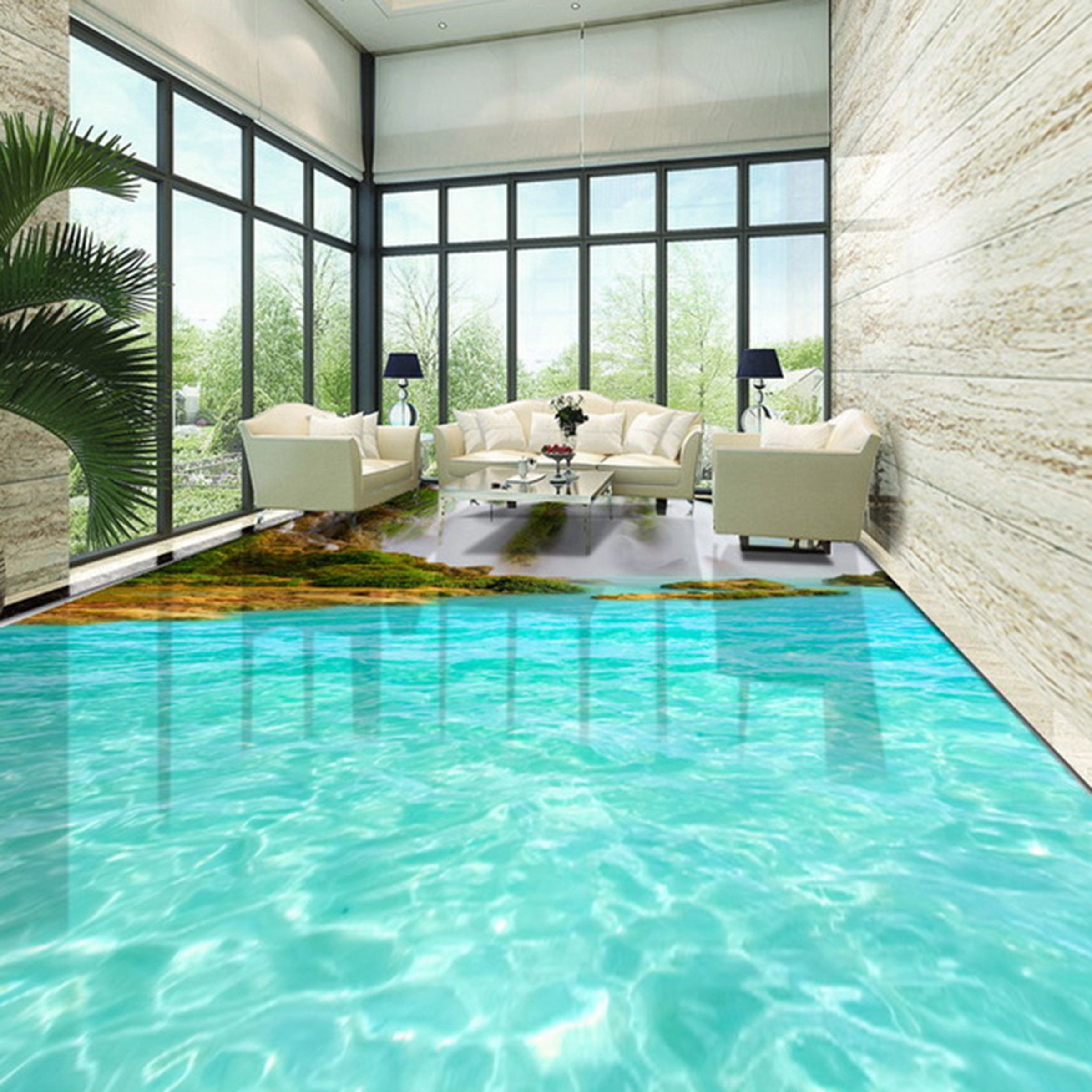 3D Blue Ocean Wave WG283 Floor Mural Wallpaper AJ Wallpaper 2