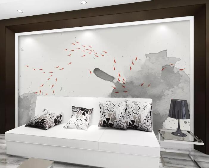 3D Red Goldfish 580 Wall Murals Wallpaper AJ Wallpaper 2