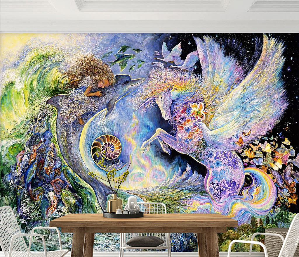 3D Unicorn Dolphin WG298 Wall Murals