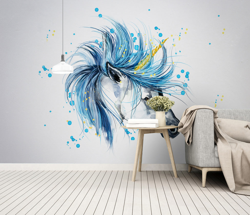 3D Blue Horse WG041 Wall Murals