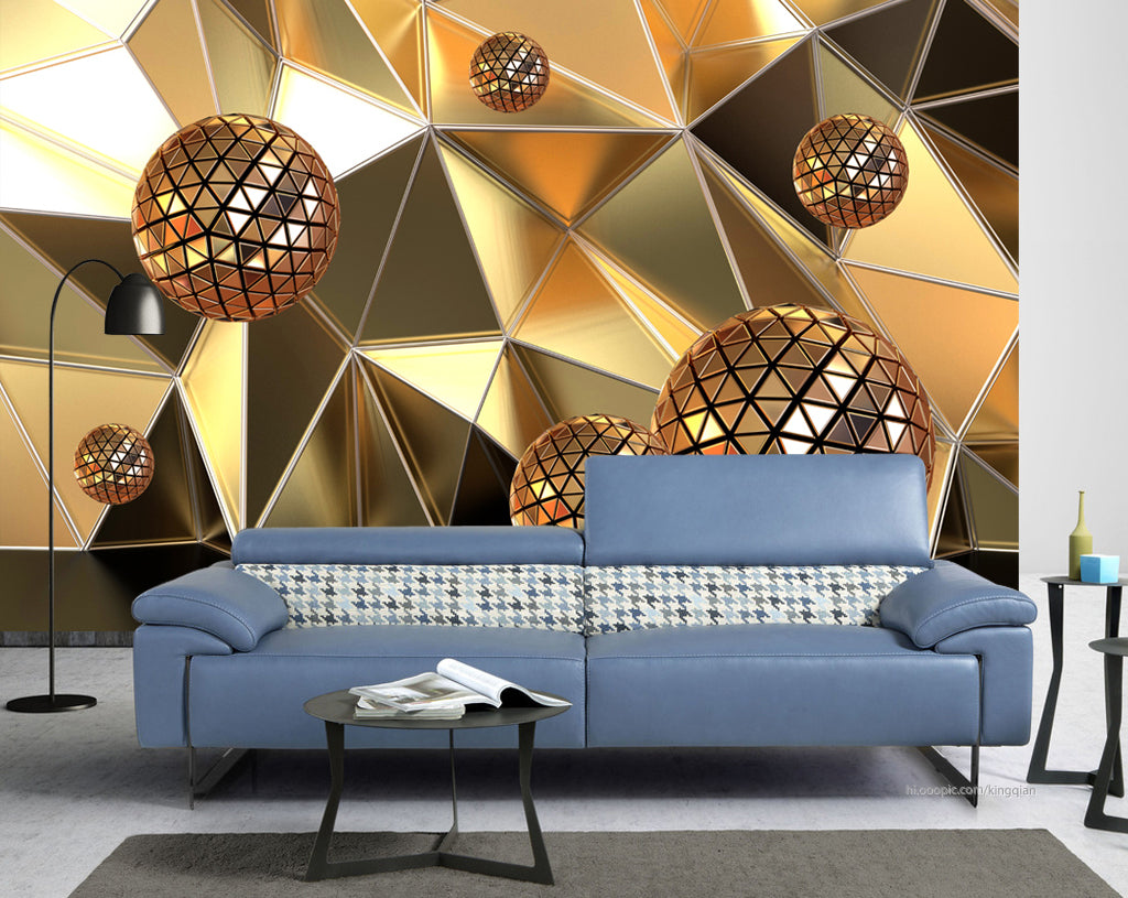 3D Golden Ball WG037 Wall Murals