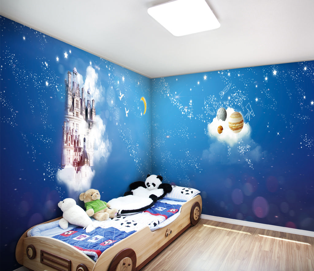 3D White Cloud Moon WC030 Wall Murals