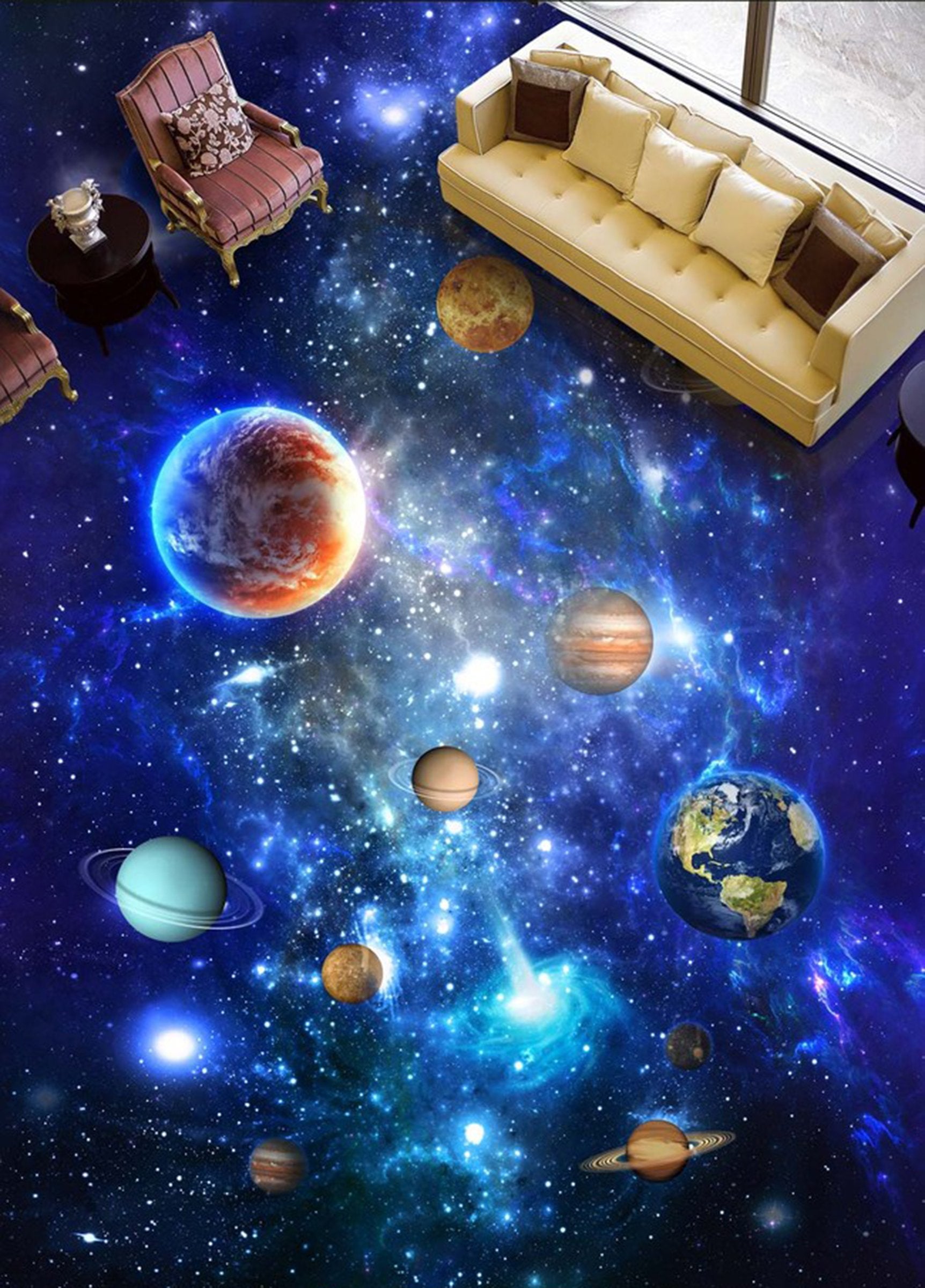 3D Galaxy Planet WG292 Floor Mural Wallpaper AJ Wallpaper 2