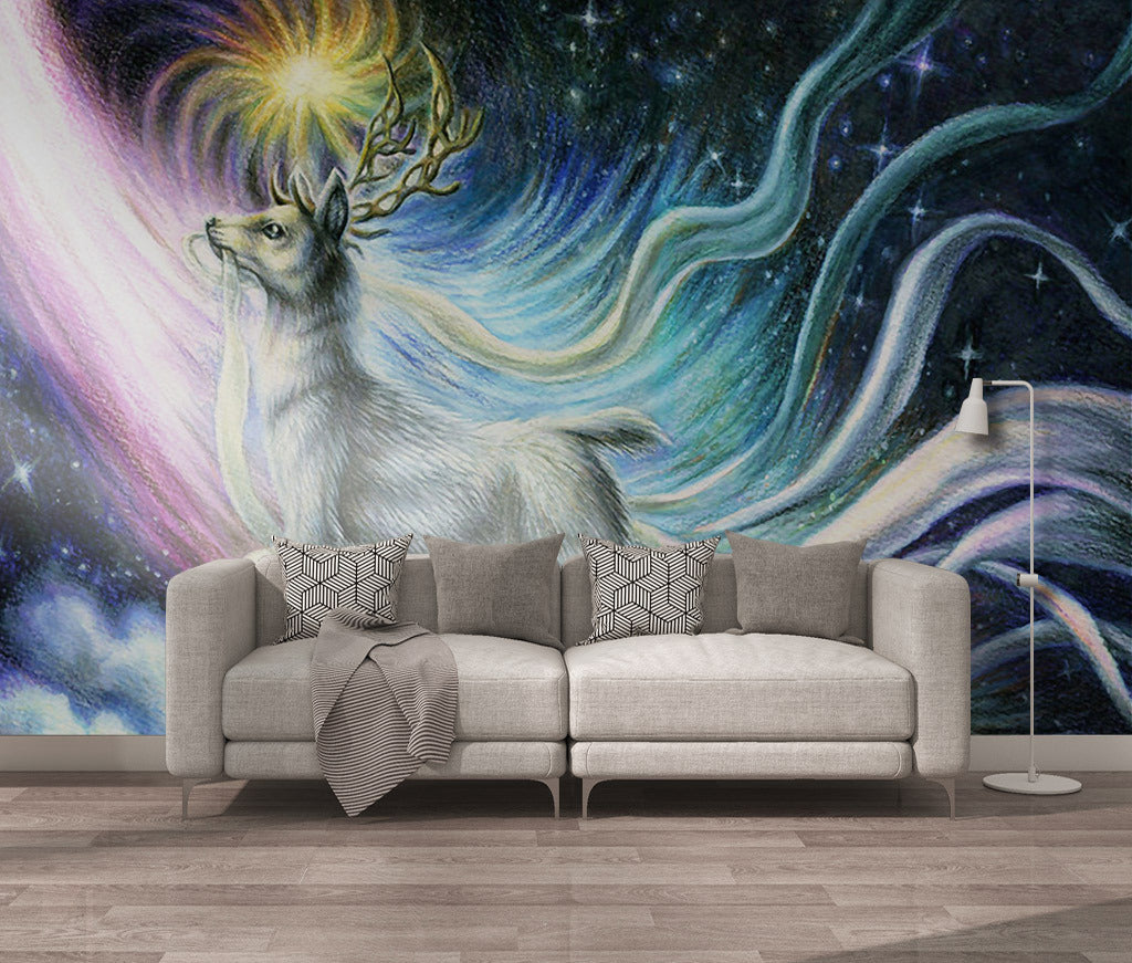 3D Deer Starry Sky WG225 Wall Murals