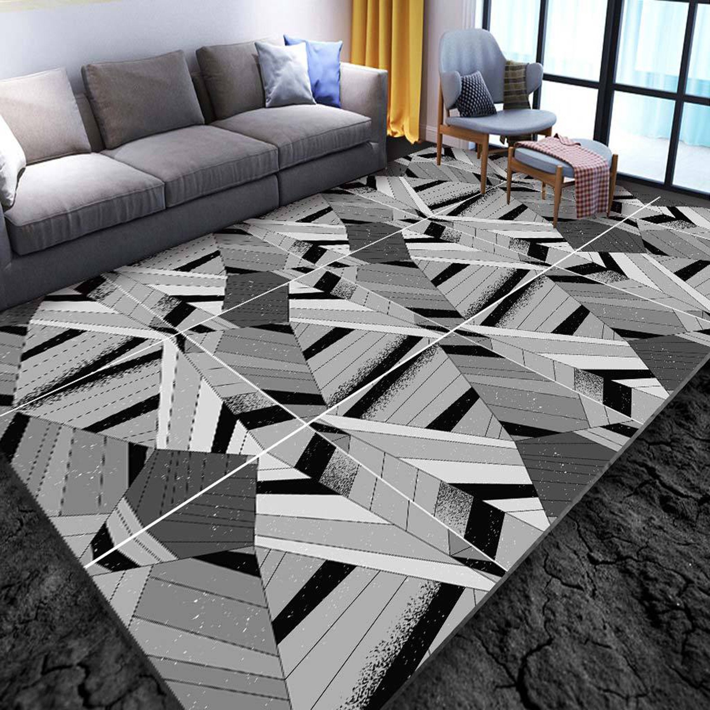 3D Black Geometry WG226 Non Slip Rug Mat Mat AJ Creativity Home