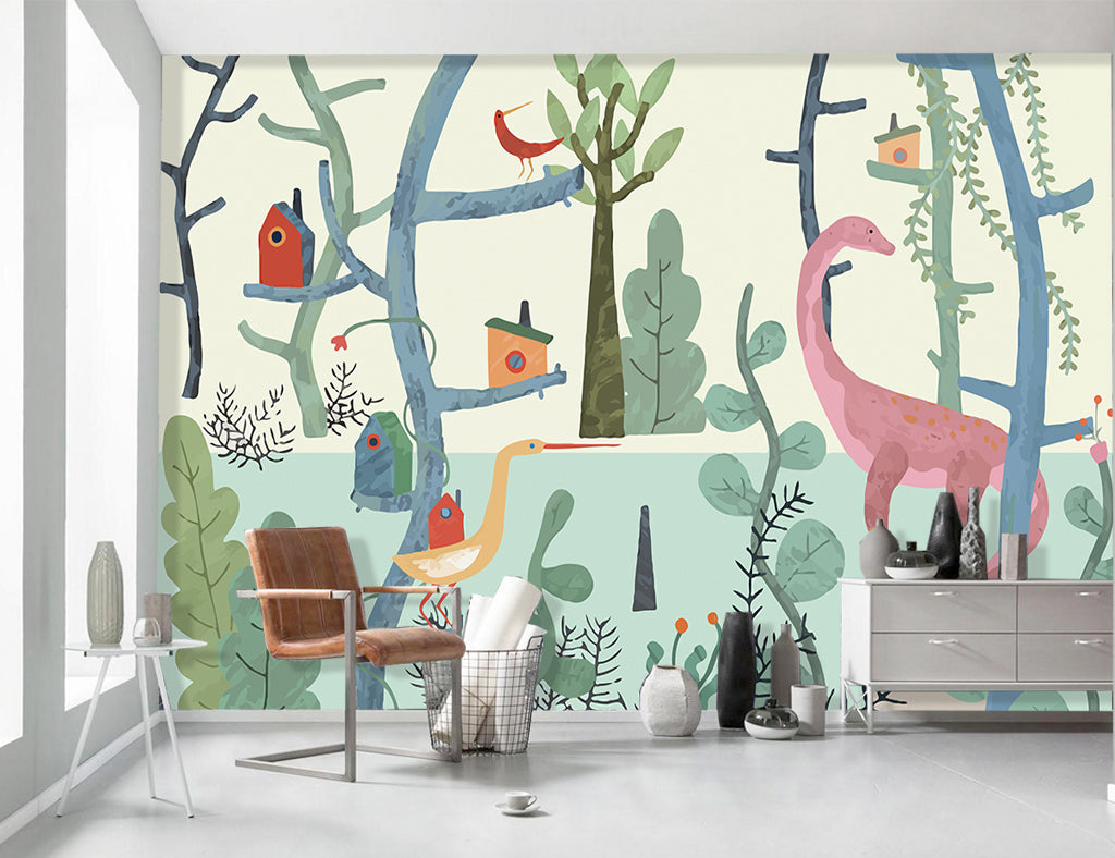 3D Forest Dinosa WG085 Wall Murals
