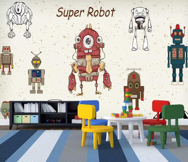 3D Red Robot WG1061 Wall Murals