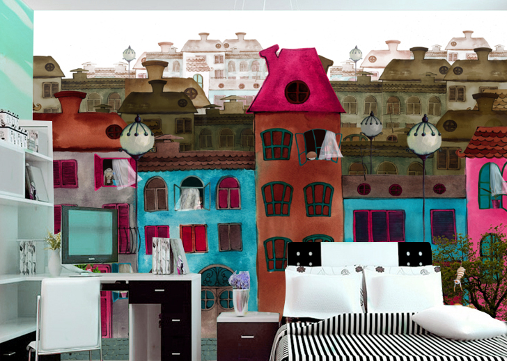 Colorful Buildings Wallpaper AJ Wallpaper