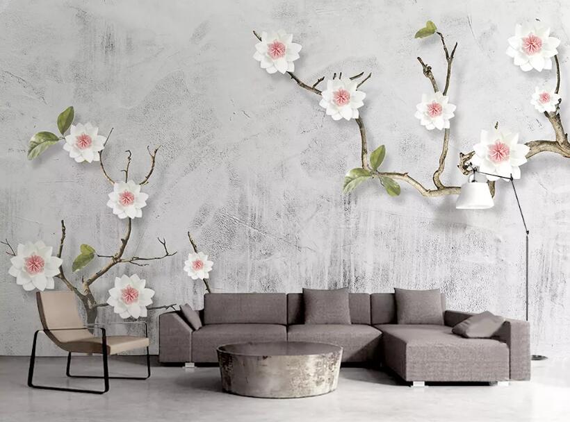 3D White Flowers 238 Wall Murals Wallpaper AJ Wallpaper 2