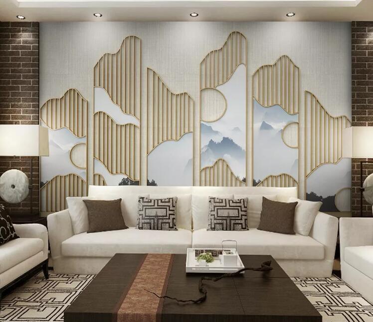 3D Simple Golden WC161 Wall Murals