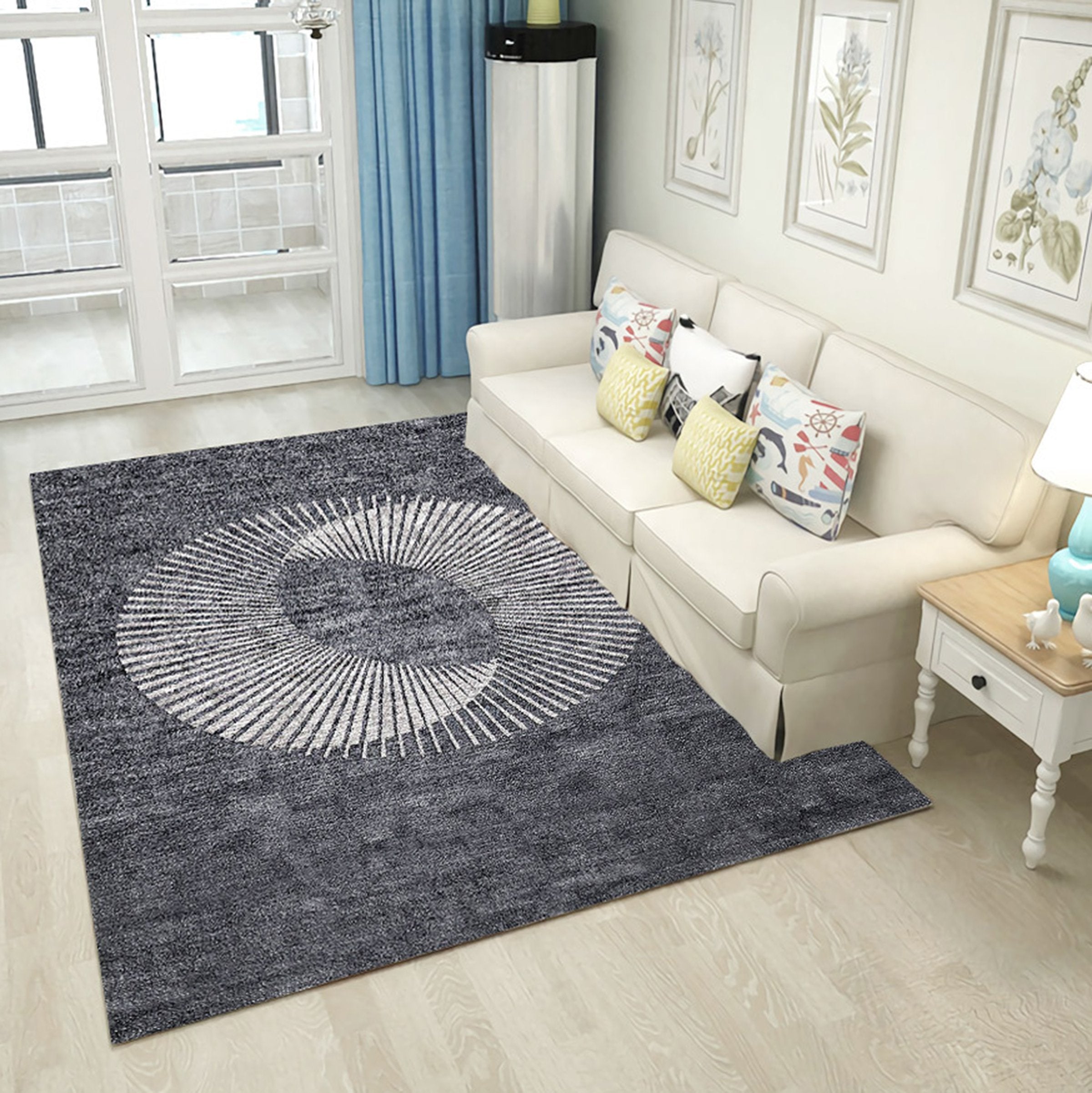 3D Gray Moon Stripes WG030 Non Slip Rug Mat Mat AJ Creativity Home