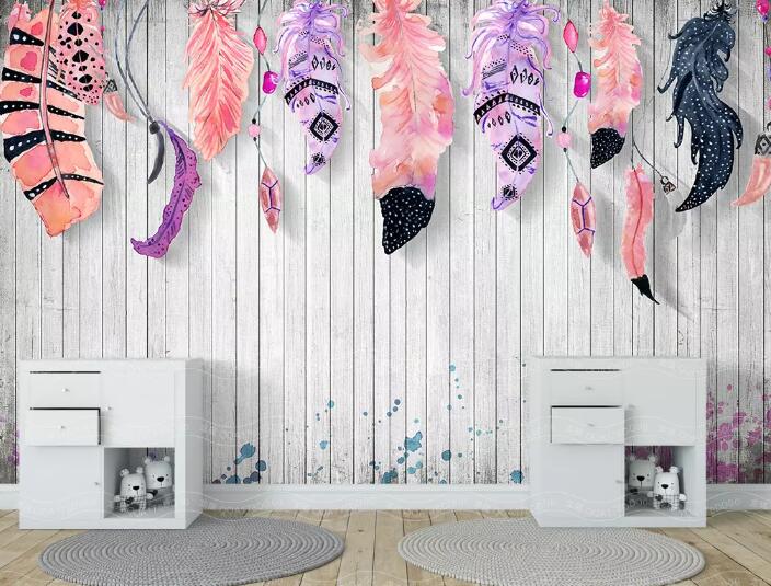 3D Purple Feather WG739 Wall Murals