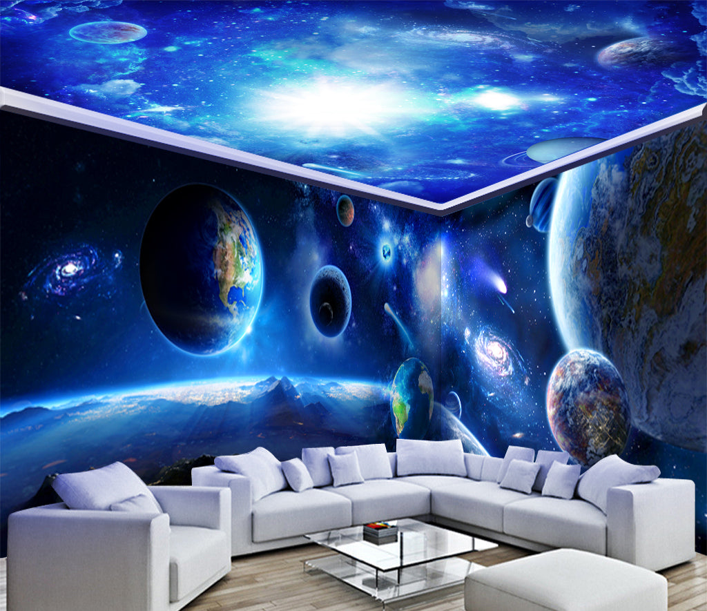 3D Blue Starry Sky WC083 Wall Murals