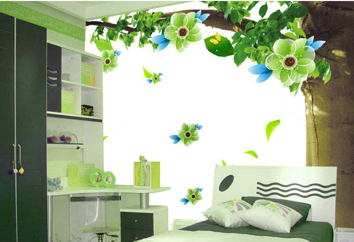 Falling Green Flowers Wallpaper AJ Wallpaper