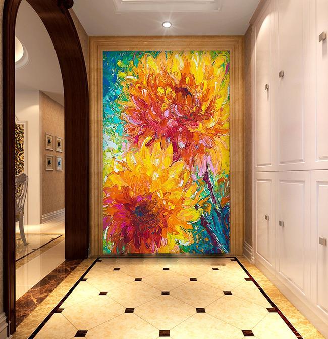 3D Orange Flowers 634 Wall Murals Wallpaper AJ Wallpaper 2