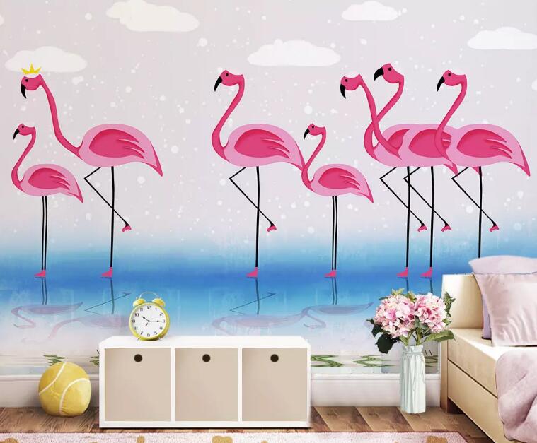 3D Pink Flamingo WG11 Wall Murals Wallpaper AJ Wallpaper 2