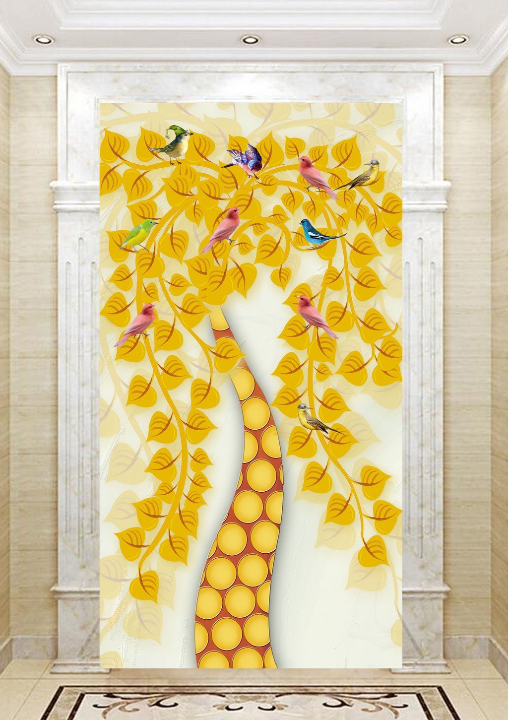 3D Golden Leaves 555 Wall Murals Wallpaper AJ Wallpaper 2