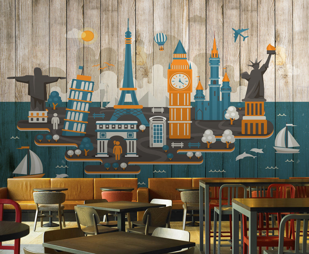 3D Clock Tower WG396 Wall Murals