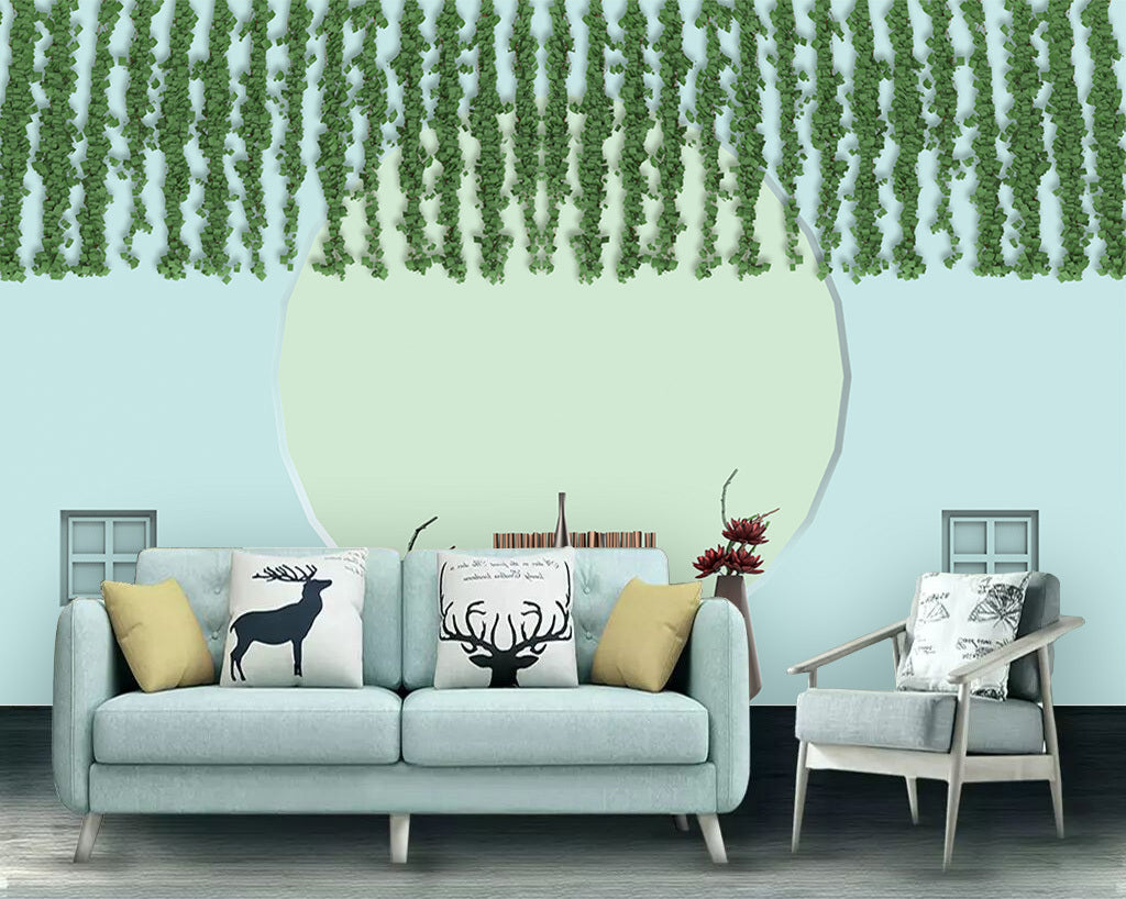 3D Moon Leaves WC049 Wall Murals