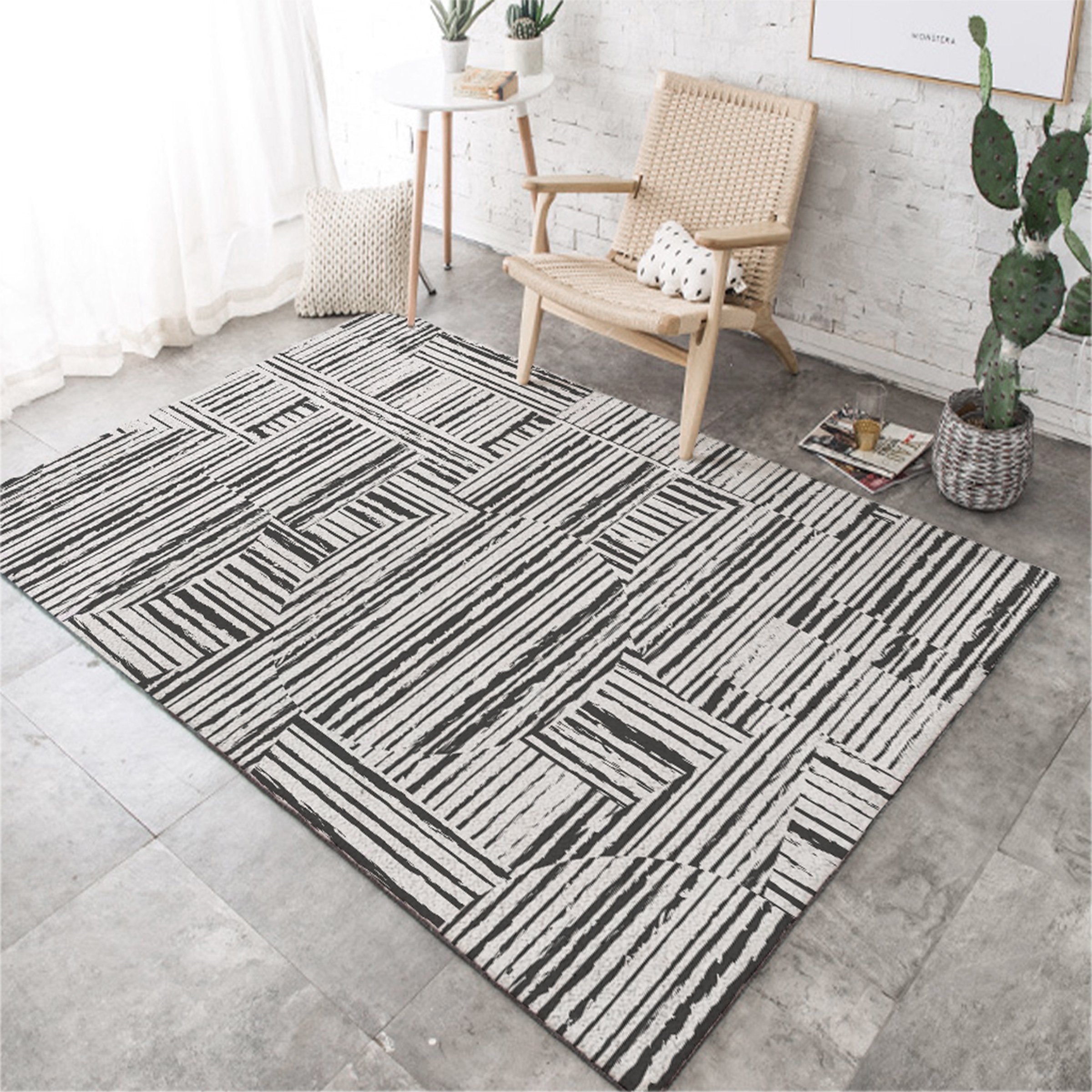 3D Gray Stripe WG155 Non Slip Rug Mat Mat AJ Creativity Home
