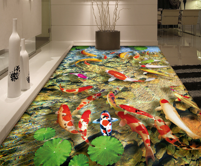 3D Colorful Fishes Floor Mural Wallpaper AJ Wallpaper 2