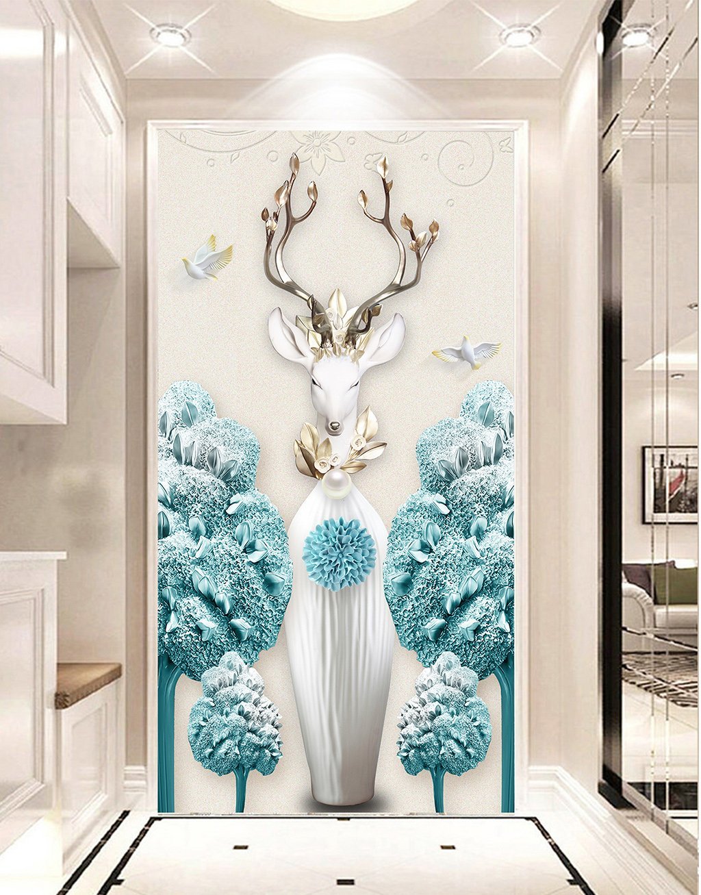 3D Elk Flower 554 Wall Murals Wallpaper AJ Wallpaper 2