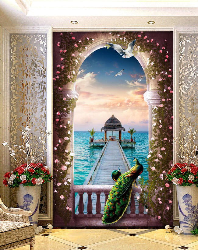 3D Seascape Pigeon WG157 Wall Murals