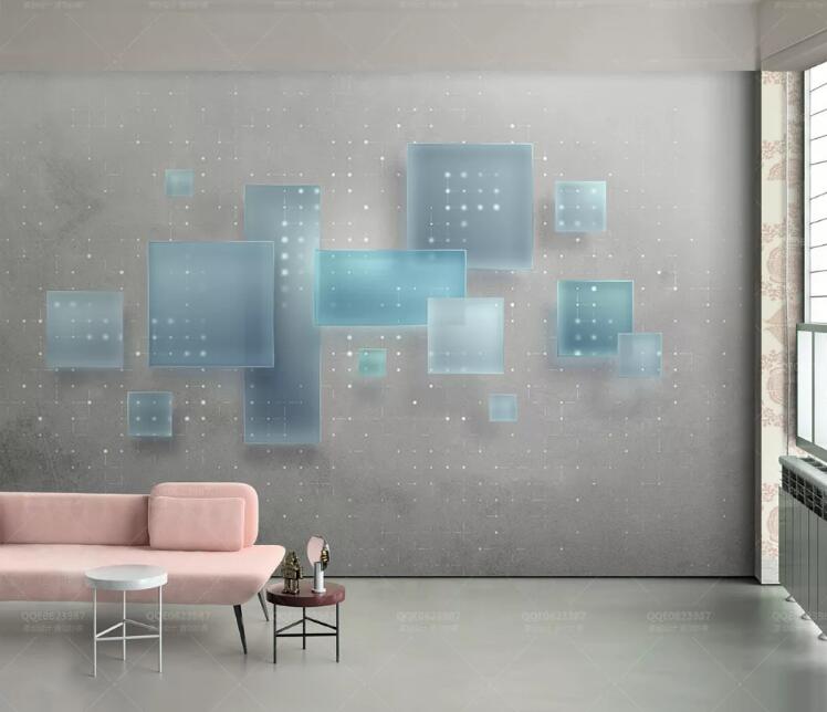 3D Blue Geometry WC127 Wall Murals