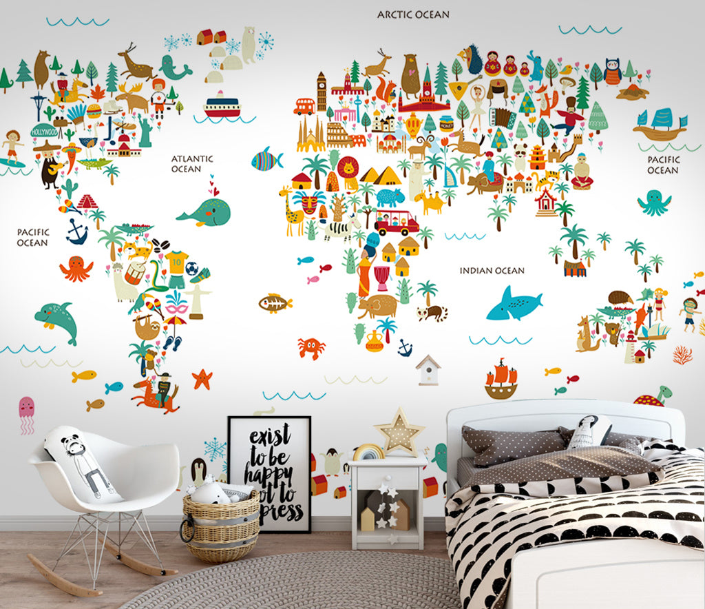3D Cartoon Map WG454 Wall Murals