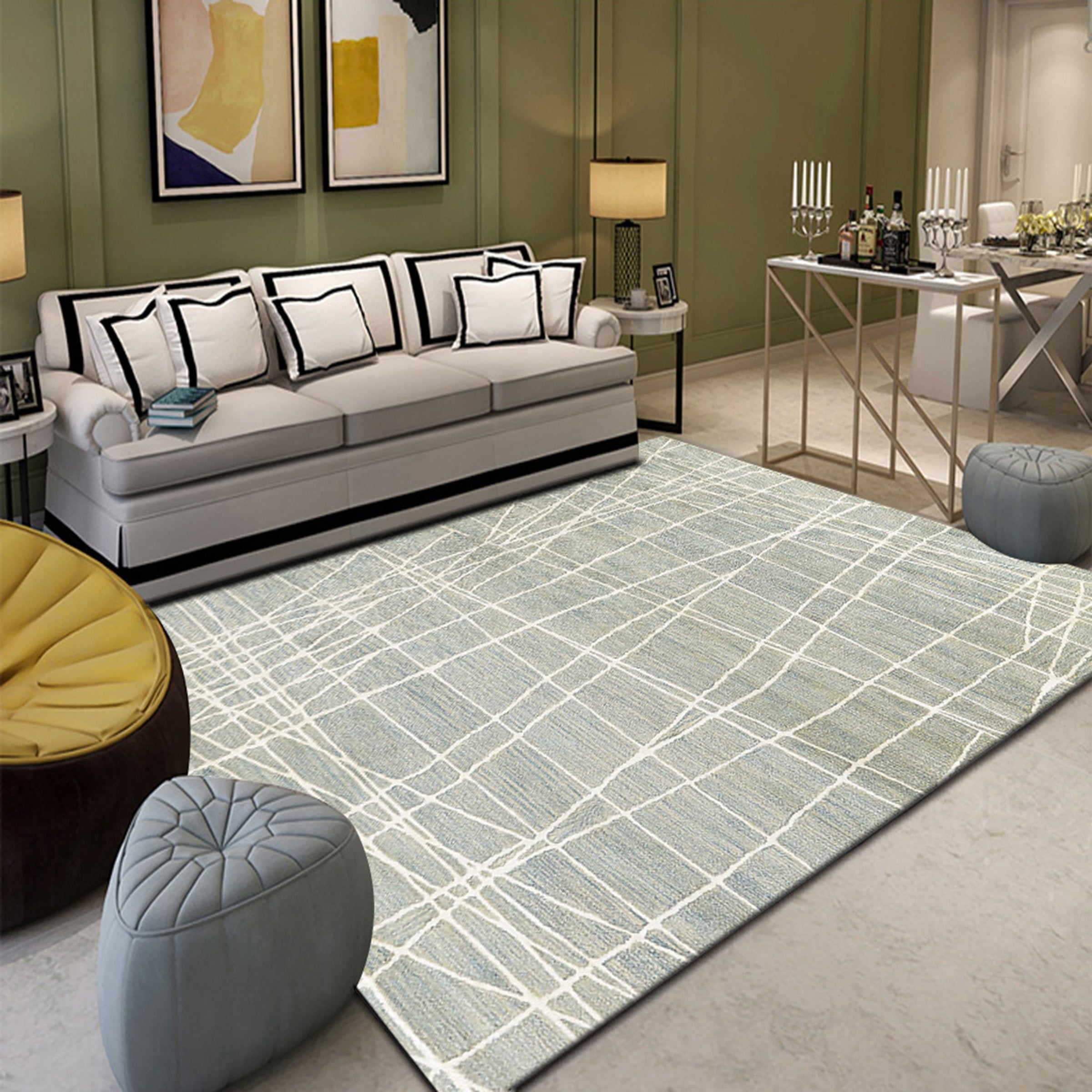 3D Light Green Stripes WG045 Non Slip Rug Mat Mat AJ Creativity Home