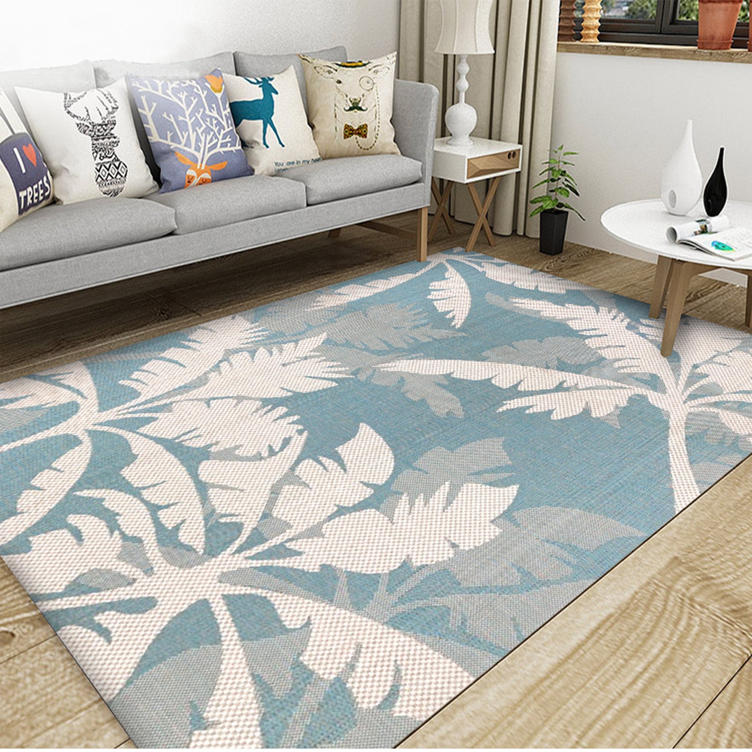 3D White Leaves WG175 Non Slip Rug Mat Mat AJ Creativity Home