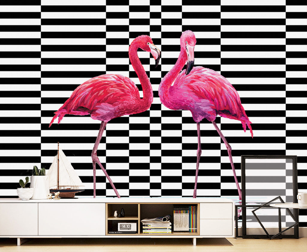 3D Flamingo Square WG282 Wall Murals