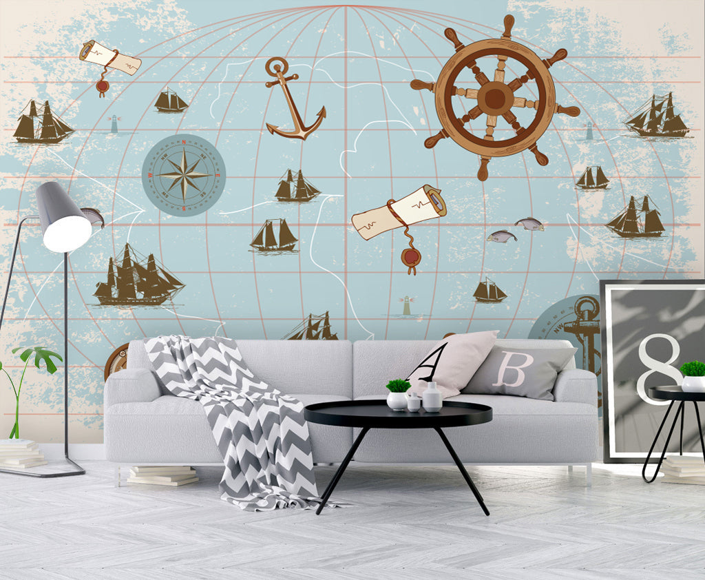 3D Earth Nautical WC087 Wall Murals
