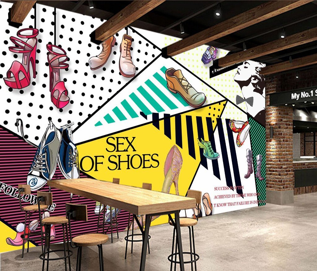 3D Shoe Store Doodle 688 Wall Murals Wallpaper AJ Wallpaper 2