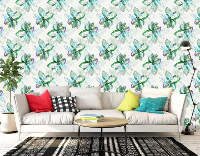 3D Green Flowers WG44 Wall Murals Wallpaper AJ Wallpaper 2