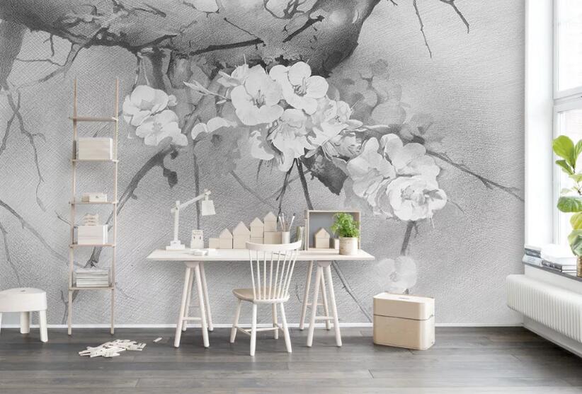 3D White Flowers 257 Wall Murals Wallpaper AJ Wallpaper 2