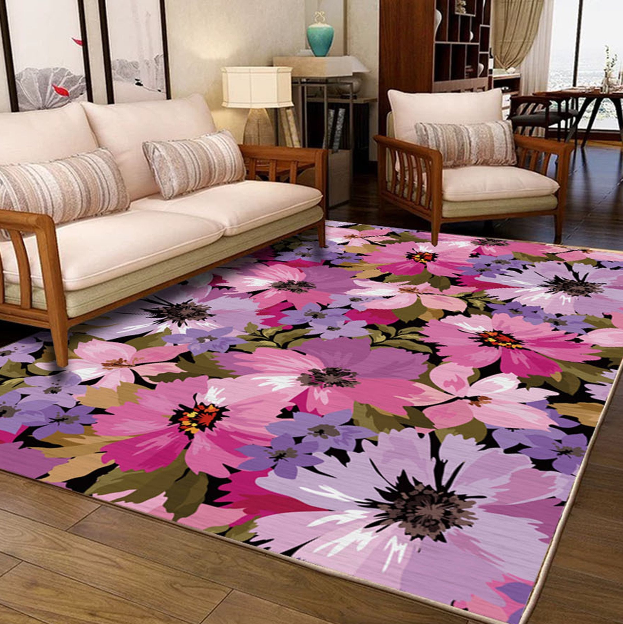 3D Flower Cluster WG519 Non Slip Rug Mat Mat AJ Creativity Home