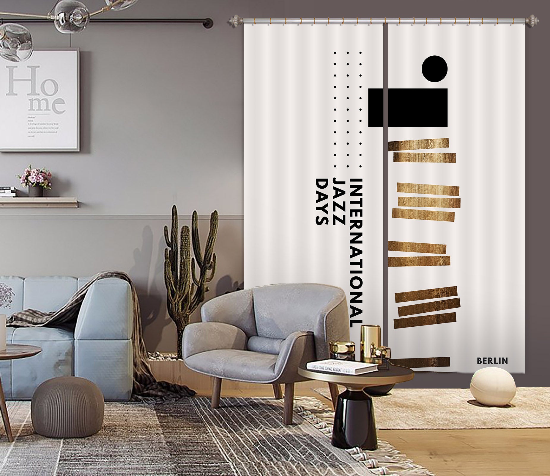 3D Golden Stripes 1070 Boris Draschoff Curtain Curtains Drapes